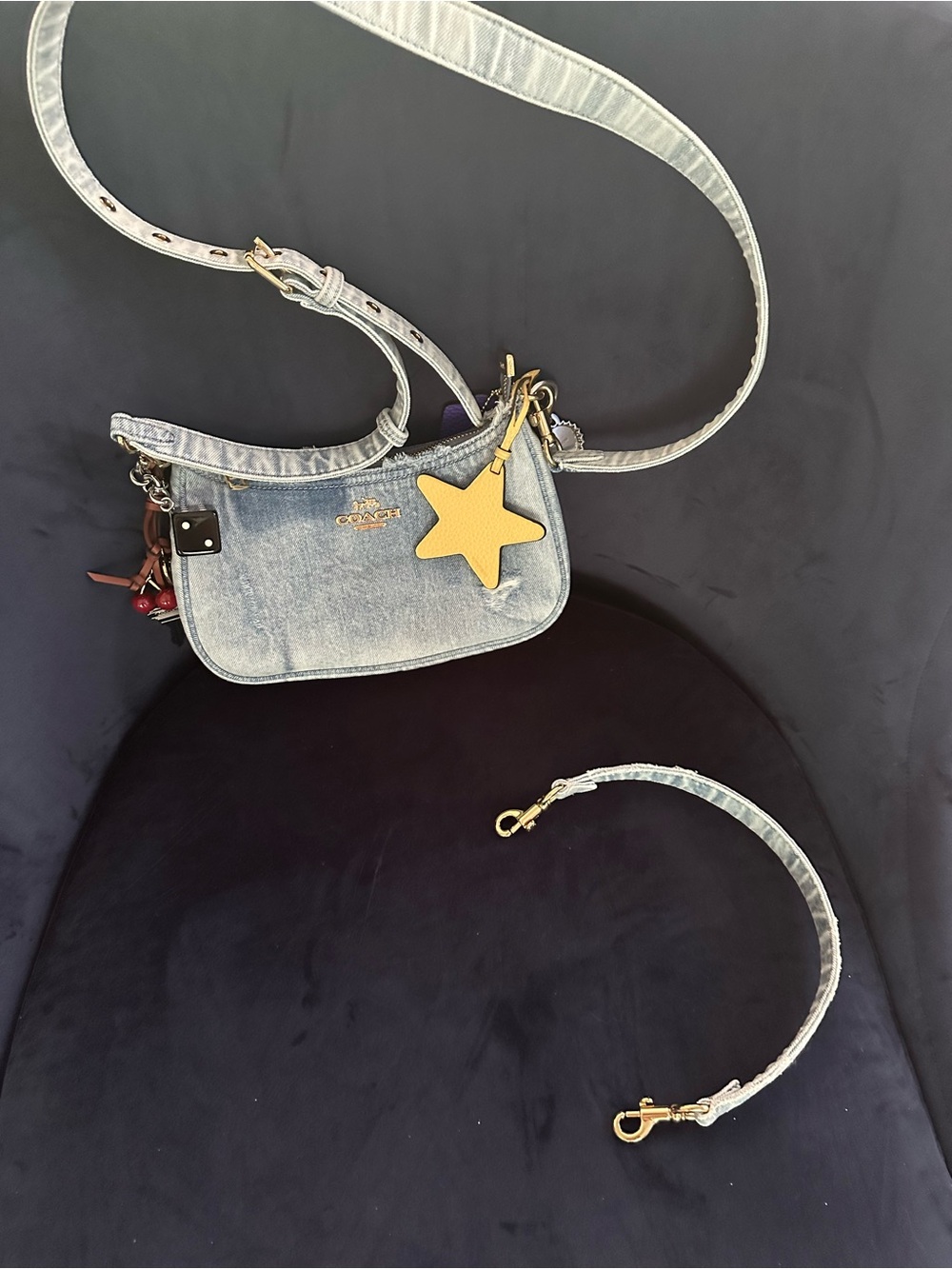 Coach Loved Denim Teri Shoulder Bag with Charm Accents - Picture 3 of 8